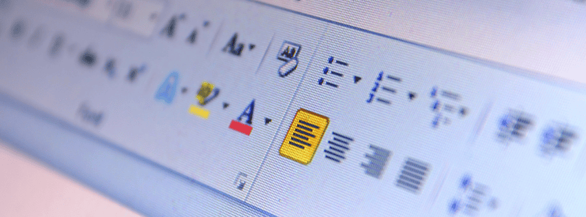 close up of a Microsoft word document